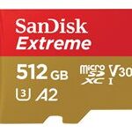 SanDisk Extreme microSD 512GB UHSI Card C10 A2 U3 V30